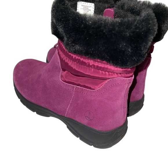 Lands End Women's Ankle Booties Size 8.5B Purple Suede and Nylon Faux Fur Trim - Picture 4 of 10
